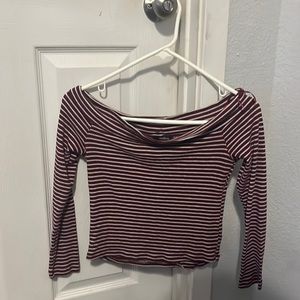 Stripped off the shoulder long sleeve